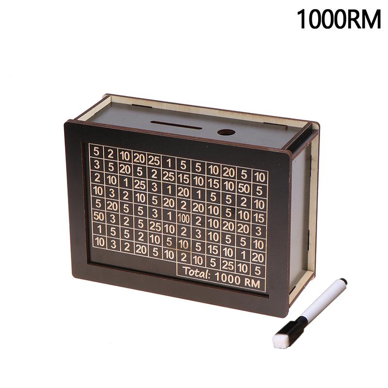 500/1000/2000/3000/5000/10 000 euro sparebøsse Sparegris Wood Money Bank Gjenbrukbar pengebøsse med sparemål og tallbokser