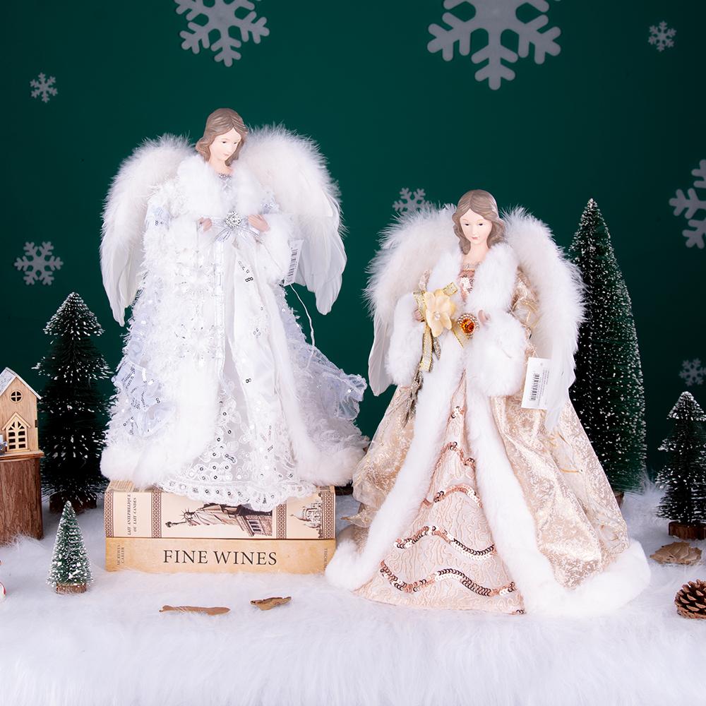 Weihnachtspuppe, stehend, Baumkrone, Figur, Engel im Kleid, für Zuhause, Tischdekoration, Raumdekoration, Statue, Wohnaccessoires, Schreibtischdekoration