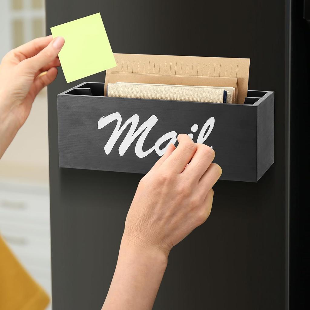 Magnetic Mail Organizer for Fridge File Holder with 2 Slots Magnetic Mail Box for Wall Desk Countertop Basket Letter Holder for Home