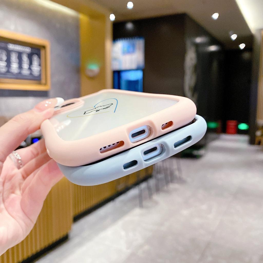 Soft Cat Ear Phone Cases for iPhone 16 15 13 12 11 Pro Max 14 Plus XR XS Max TPU Anti-Drop Transparent Acrylic Back Cover N88 Love Design