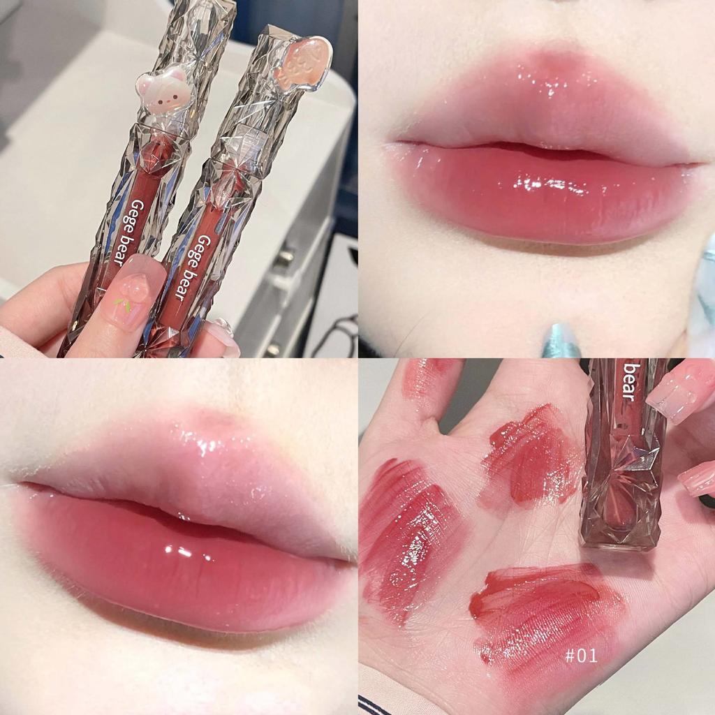 Crystal Clear Diamond Mirror Lip Glaze, Watery Whitening, Not Easy To Stick To the Cup, Affordable Autumn and Winter Red and Brown Lipstick