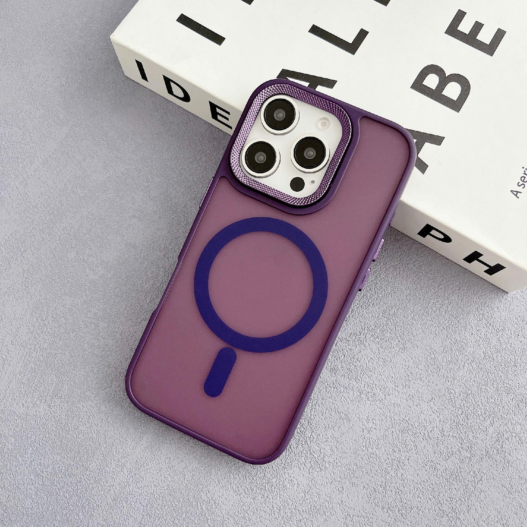 

For iPhone 16 Pro Max Case Compatible with MagSafe TPU+Acrylic Phone Back Cover Diamond Texture Purple