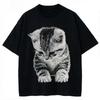El Gato Sad Kitten Funny Meme Sad Crying Munchkin Cat Trendy Tshirt For Unisex Unisex Cotton T Shirts Short Sleeve Tops Casual Top