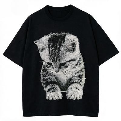 El Gato Smutné kotě Vtipný meme Smutně plačící Munchkin kočka Trendy tričko pro unisex Unisex bavlněná trička Krátký rukáv Neformální top