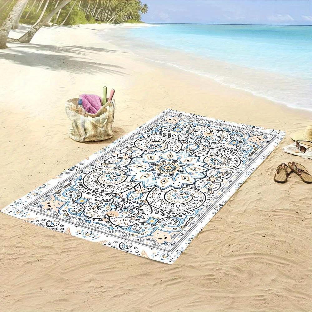 1 Stück Boho Strandtuch, Polyester Schnelltrocknendes Handtuch, Mandala Blumenmuster, Weiches Leichtes Handtuch zum Schwimmen, Surfen & Strand Tr