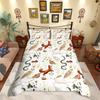 Homewish Fox Rabbit Snake Duvet Cover SetJungle Animal For Teens Bedding SetFlower Mushroom Decor