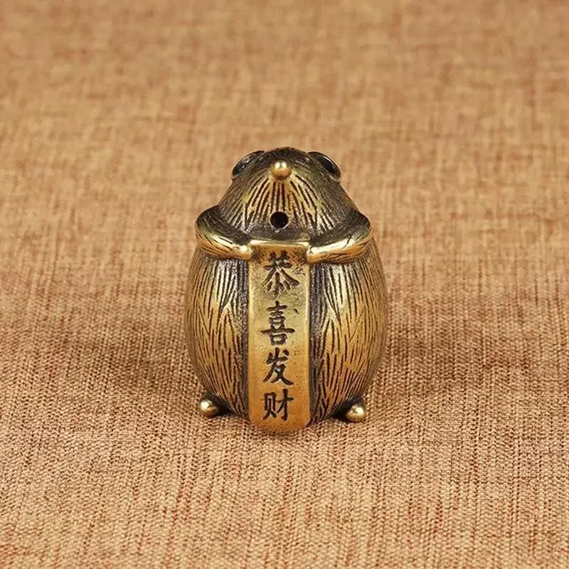 Dutá mosazná soška šťastné myši přinášející bohatství Feng Shui domácí dekorace stolní ozdoba roztomilé zvíře figurky krysy držák na vonné tyčinky