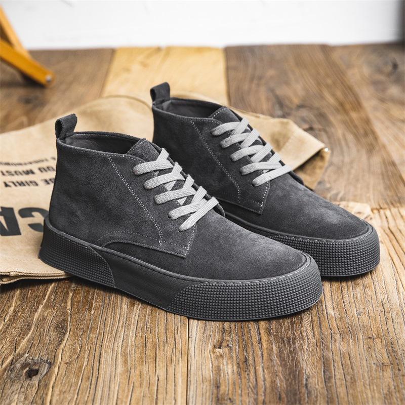 Fleece Warm Martin Boots Men'S Versatile Tooling Men'S Boots British Style Retro Cow Anti-Fleece High-Top Board Shoes