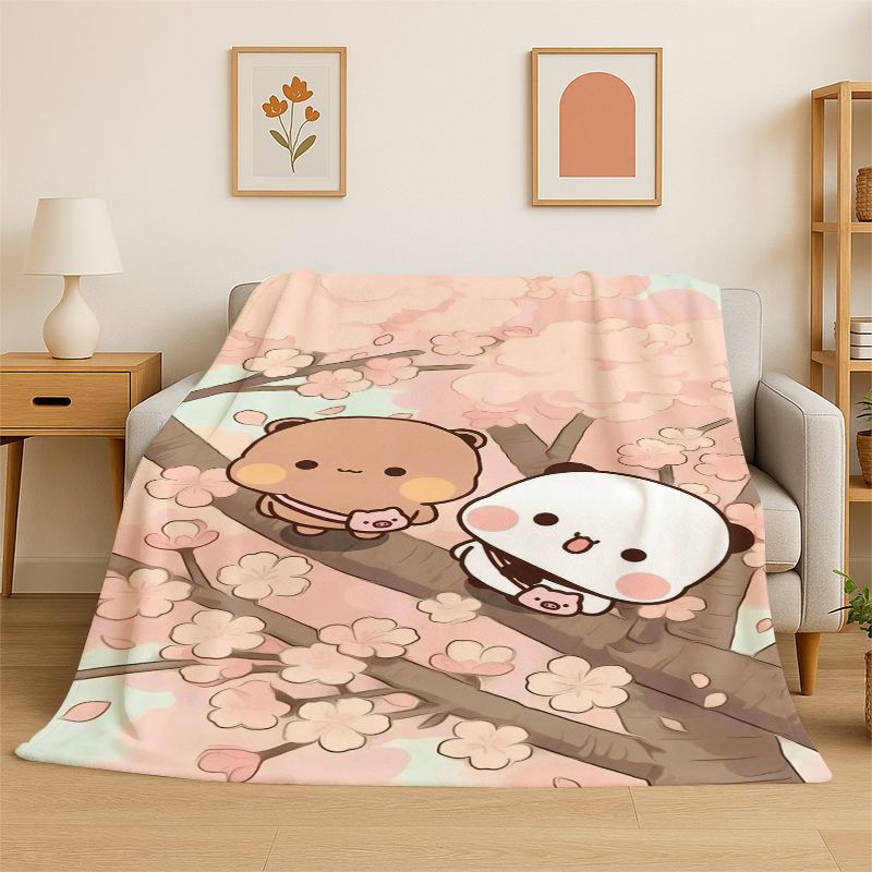 Cute Bubu Dudu Love Cartoon Bear Soft Flannel Throw Blanket,Cozy Blanket for Bed,Couch,Sofa,Bedroom,Living Room,Travel,Camping