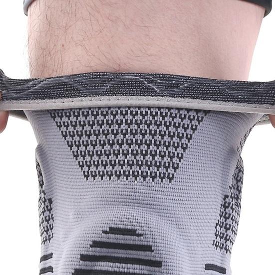Gestrickte Kniekompressionsbandage mit seitlichen Stabilisatoren Patella-Polster Damen Herren Meniskusriss Verletzung Regeneration Gelenkschmerzen Laufen Sport Kniebandage