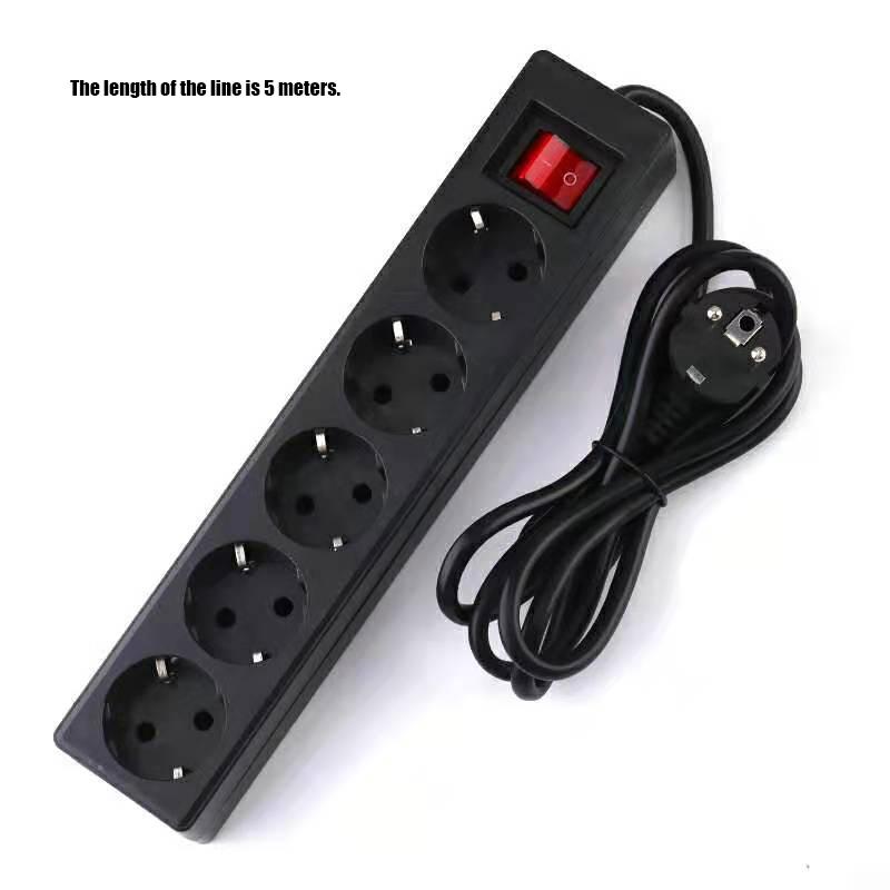 1Pcs Light Switch With Extension Cable 2/3/5 Meters Eu Home Standard German Type Power Strip 3/4/5 Sockets In Row Flat Adapter