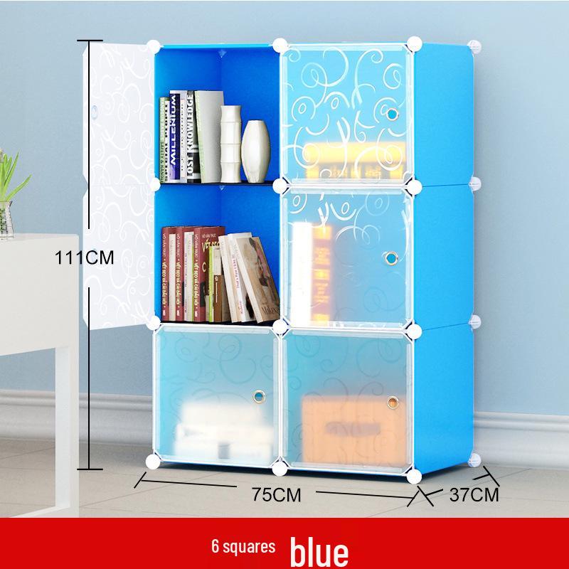 Modular Plastic Bookcase with Doors - Modern Simple Design