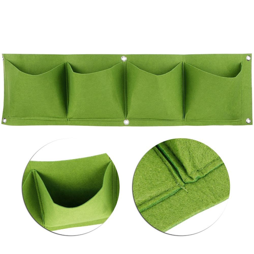 

4PCS Reusable Hanging Grow Bag Felt Wall Planter Durable Plant Bag Vertical Wall Planting зелений