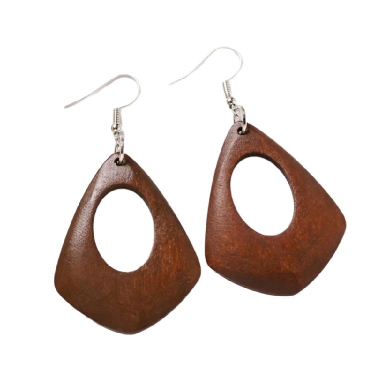 Elegant Wooden Earrings Geometric Design Lightweight And Comfortable Great For Enhancing Fall And Winter Fashion Styles
