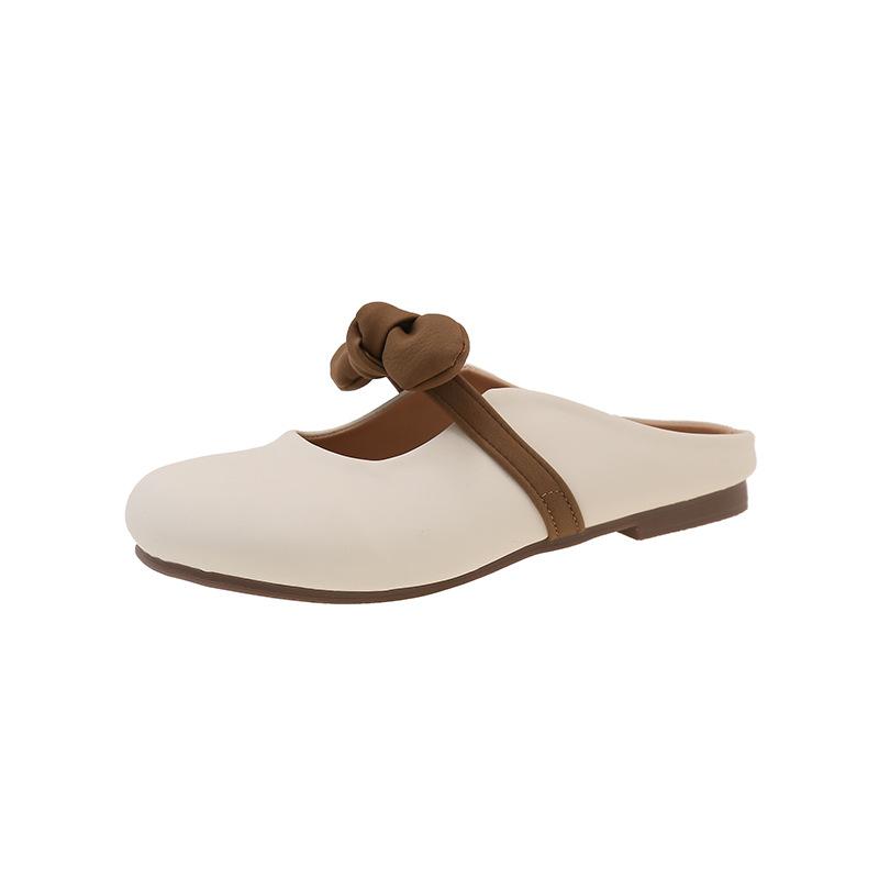 Fashion Shoes Slippers Women Summer Butterfly-Knot Low Luxury Slides Cover Toe Soft Designer Hoof Heels Butterfly-knot Rubber Rome Retro