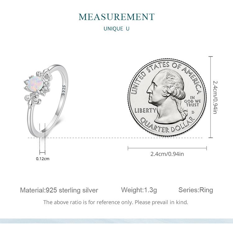 BAMOER Real 925 Sterling Silver Delicate Opal Ring & Stud Earrings for Women Promise Ring Fine Jewelry Set Wedding Party Gift