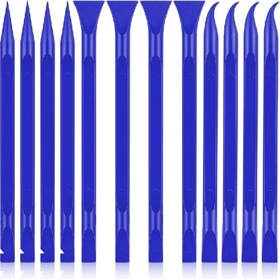 12 PCS Carbon Fiber Plastic Scrapers Tool, Non-Scratch Scraper Tool for Tight Spaces, Multi-Purpose Label Scraper Pen-Shaped, for Car Cleaning