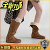 Suede retro two-wear velvet warm tall women's knight boots autumn and winter belt buckle thick heel thin fashion boots