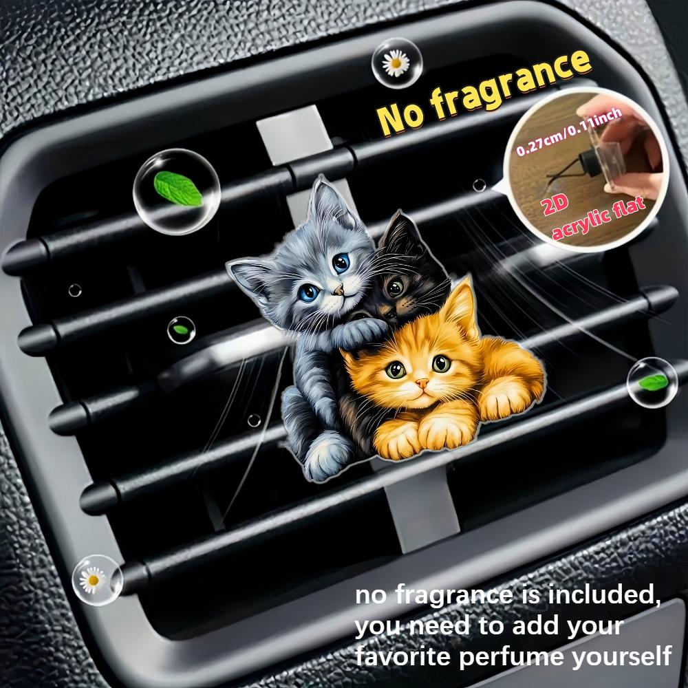 2D flat three kittens car vent clip decorative diffuser (fragrance not included),car interior decoration, aromatherapy clip,ideal for holiday gifts