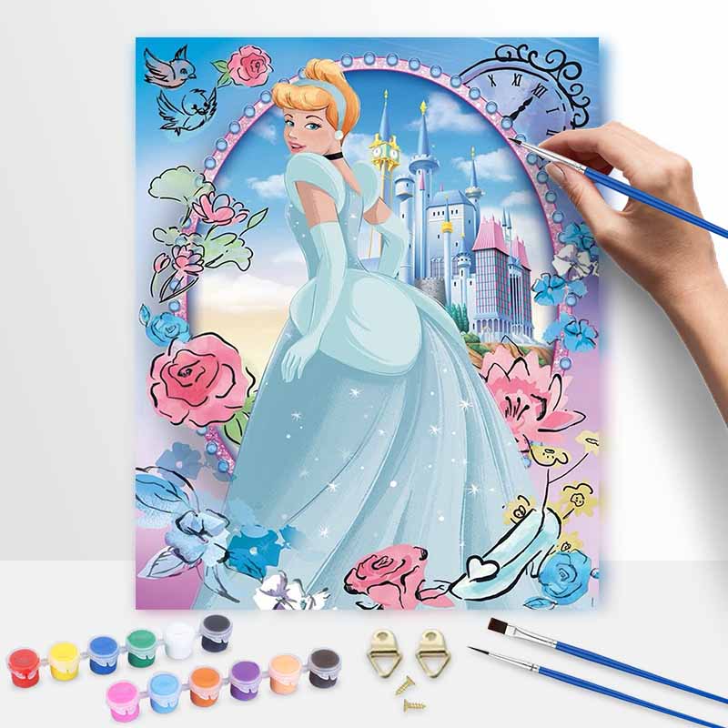 Disney Cinderella digital oil painting diy coloring handpainted filling home decoration gift, canvas wall art for bedroom decor painting