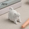 Office Desk Accessories 3D Printed Cute Yawning Chubby Cat Figurine, Black White, Wide Stable Anti-Tipping Base, Minimalist Statue Desktop Decor