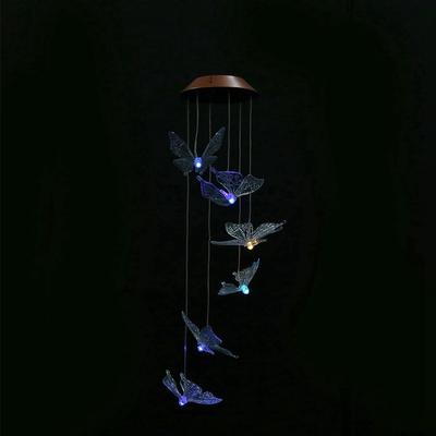 Outdoor Waterproof Solar Panel LED Wind Chimes Home Garden Decor Light (transparent)