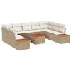 VidaXL Ensemble de Canapés de Jardin 10 pièces avec Coussins Beige Poly Rotin Acacia 3348172