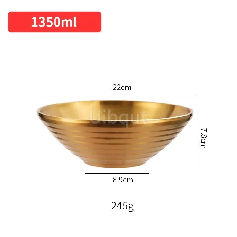 304 Stainless Steel Mixing Golden Hat Disc Korean Noodle Tableware Japanese Ramen Bowls Insulated Soup Ramen Bowl Bowlset