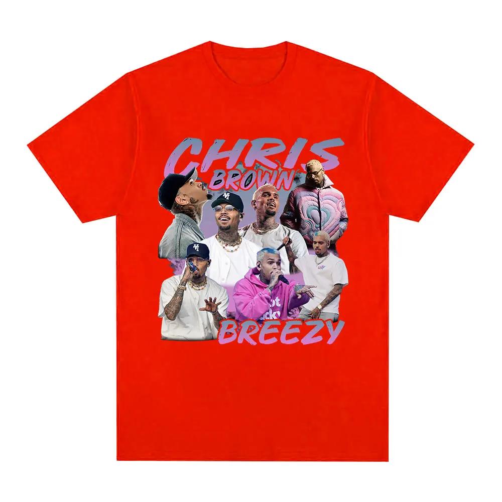 Rap Singer Chris Brown Breezy Pattern Tshirt Harajuku Short Sleeved Tshirt Casual Tshirt Street Wear Fan Gift