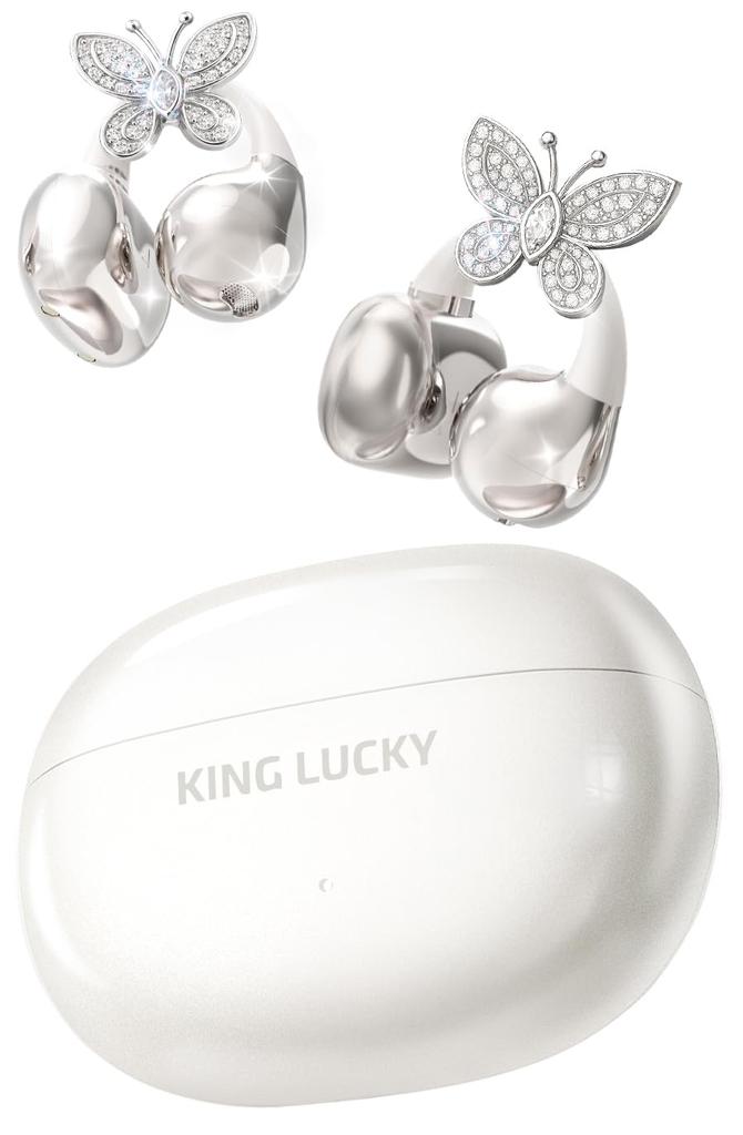 King Lucky Ear Cuff Earphones Detachable Butterfly Earrings for Women Bluetooth Leakage Portable Air Conduction Bluetooth Earphones Designed in Style