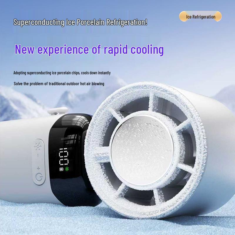 2026 Multi-Functional Foldable Handheld & Neck Ice-Pack Fan with Digital Display