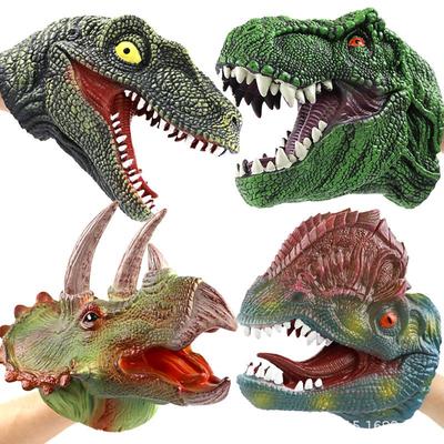 Soft Dinosaur Hand Puppet Toys: Tyrannosaurus, Velociraptor, Triceratops Models for Kids 6+