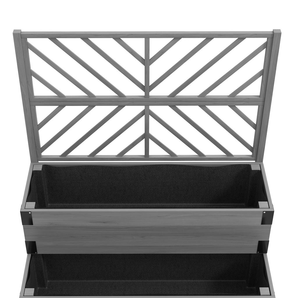 Raised Garden Bed with Trellis, 2-Tier Wooden Elevated Planter Box for Vegetables, Flowers, Herbs, Grey