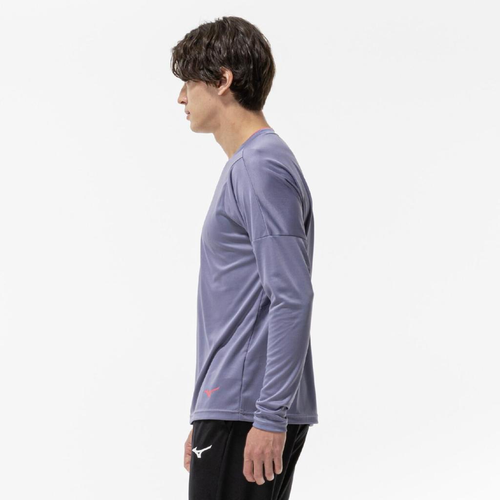 Tennis Wear Long Sleeve Practice Granite Size 62JAC542 T-Shirt, Moisture-Wicking, Quick-Drying, Unisex, Gray, XS,