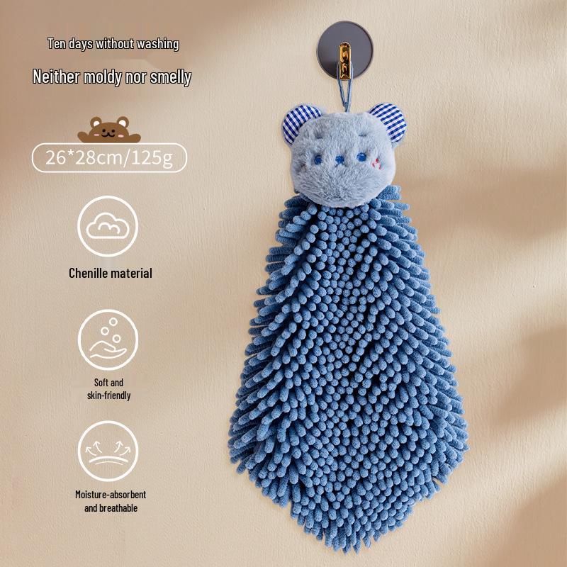 Children's Hanging Chenille Hand Towel: Thick, Absorbent, Odor-Resistant, Lint-Free, Quick-Dry.