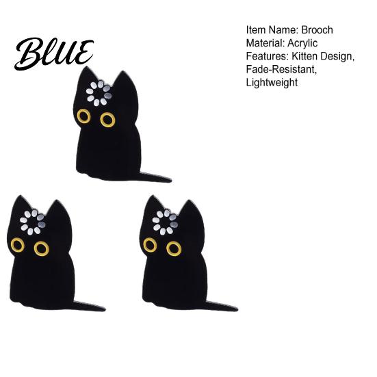 Animal Brooch 2/3Pcs Pin Black Cat Design Lapel Decorative Badge