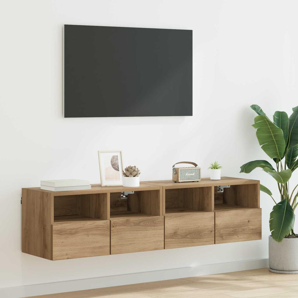 TV Wall Shelves 2 pcs Artisan Oak Finish 60 x 30 x 30 cm Engineered Wood