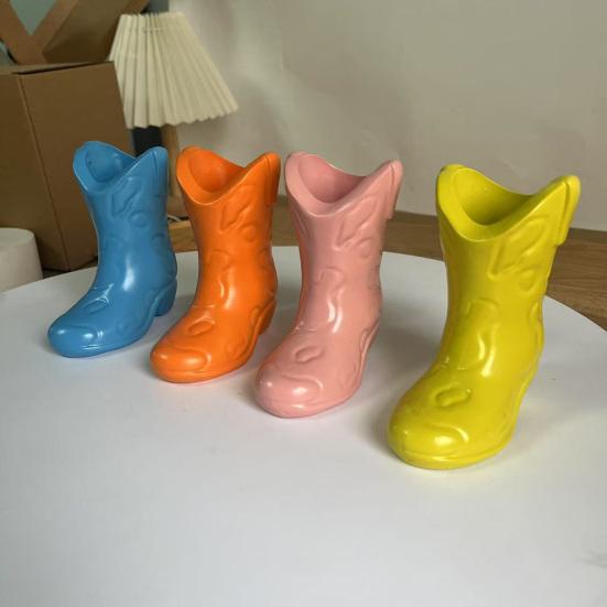 Mini Cowboy Stiefel Blumenvase Ornament Harz Figur Statue Skulptur Blumenhalter Behälter Tisch Mittelstück Dekorative Blumen Pflanzen Vase