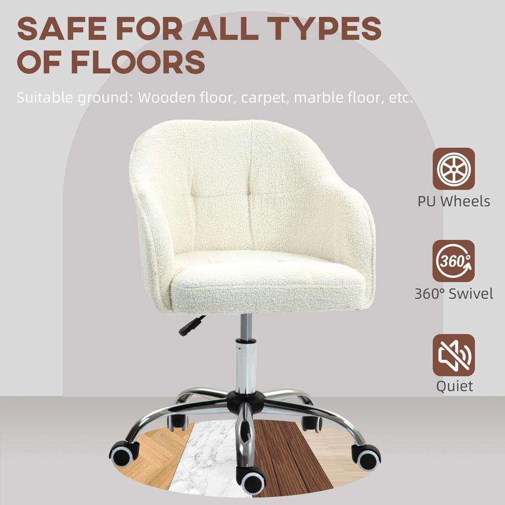 46-56 Cm Teddy Fleece Office Chair - Cream