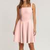 Women's Spring Summer Casual Square Neck Solid Colour Dress  Sleeveless Dresses