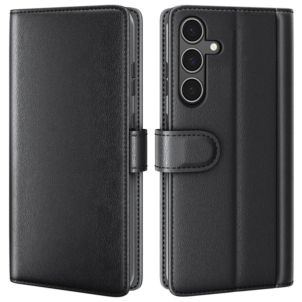 

For Samsung Galaxy A34 5G Case Genuine Split Leather Phone Cover with Wallet Stand Black