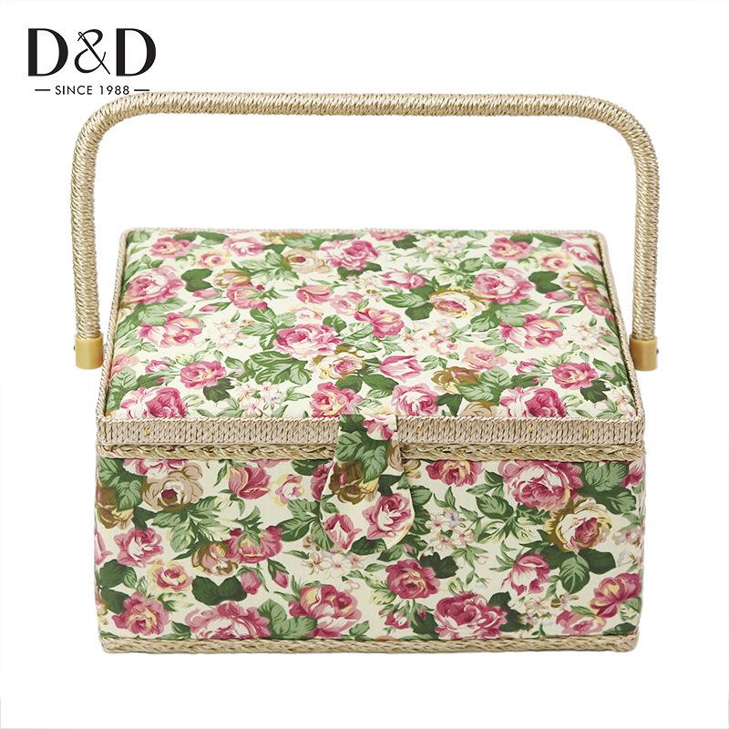 

European Style Large Household Sewing Kit - Portable Fabric Storage Basket with DIY Supplies, Needle, and Thread.