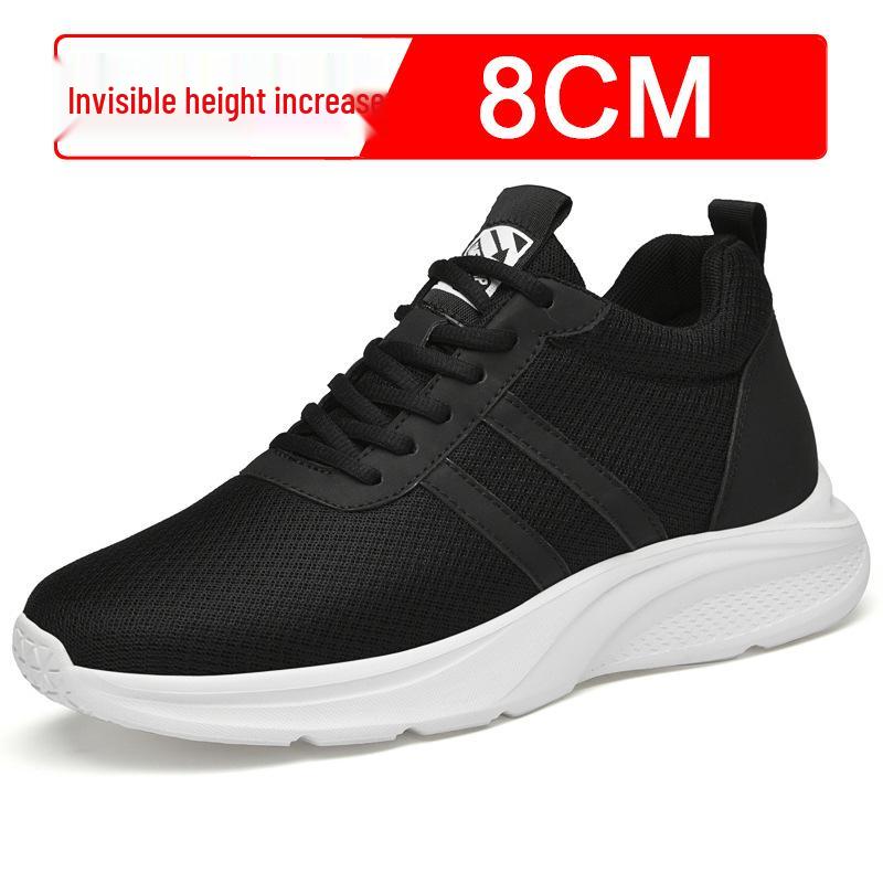 Men s Summer 8cm Height-Boosting White Mesh Sneakers
