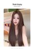 Korean Style Long Black Straight Wig for Women with Natural, Realistic Hair, Traceless Middle Part and Bangs.