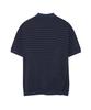 IRONYPORNO WHITELINE 86-Iro358 Color Stripe Button Collar Short Sleeve Knit Deep Navy