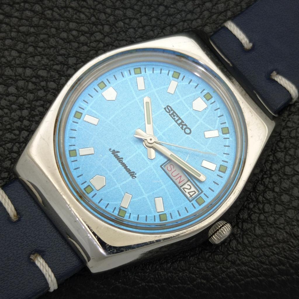 AUTOMATIC VINTAGE SEIKO JAPAN 6309A MENS SKY BLUE COLOR DIAL WATCH a701249-5 R206a-a701249