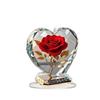 Elegante Rote Rosen Acryl Herz Skulptur Herzform Goldene Akzente Herzförmige Verzierung Acryl Liebes Andenken Heimdekoration