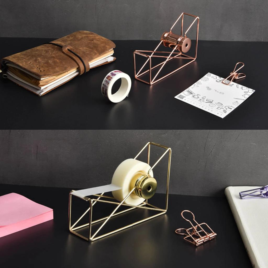 Metal Tape Dispenser Rose Gold Desktop Adhesive Tape Cutter Office Supplies Desk Decoration for Business Commercial Shop