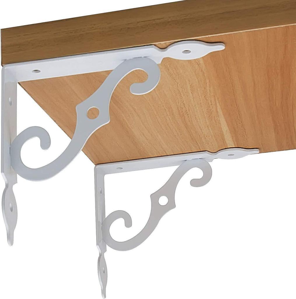 European Style Wrought Iron Triangle Shelf Bracket - Heavy Duty Right Angle Support