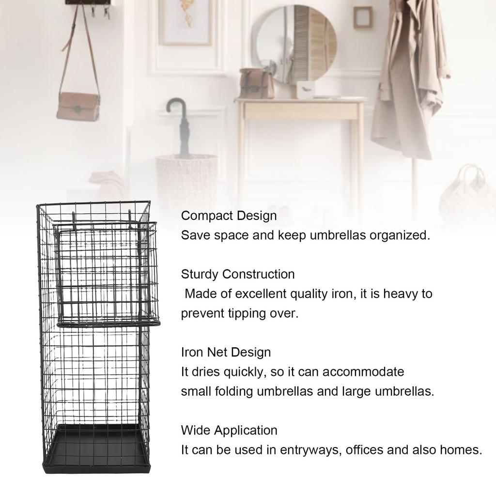 Umbrella Holder Geometric Design Powder Coating Iron Umbrella Holder Bin for Entryway Indoor